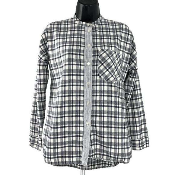 Madewell Tops - Madewell Collarless Messenger‎ Shirt Dossier Plaid